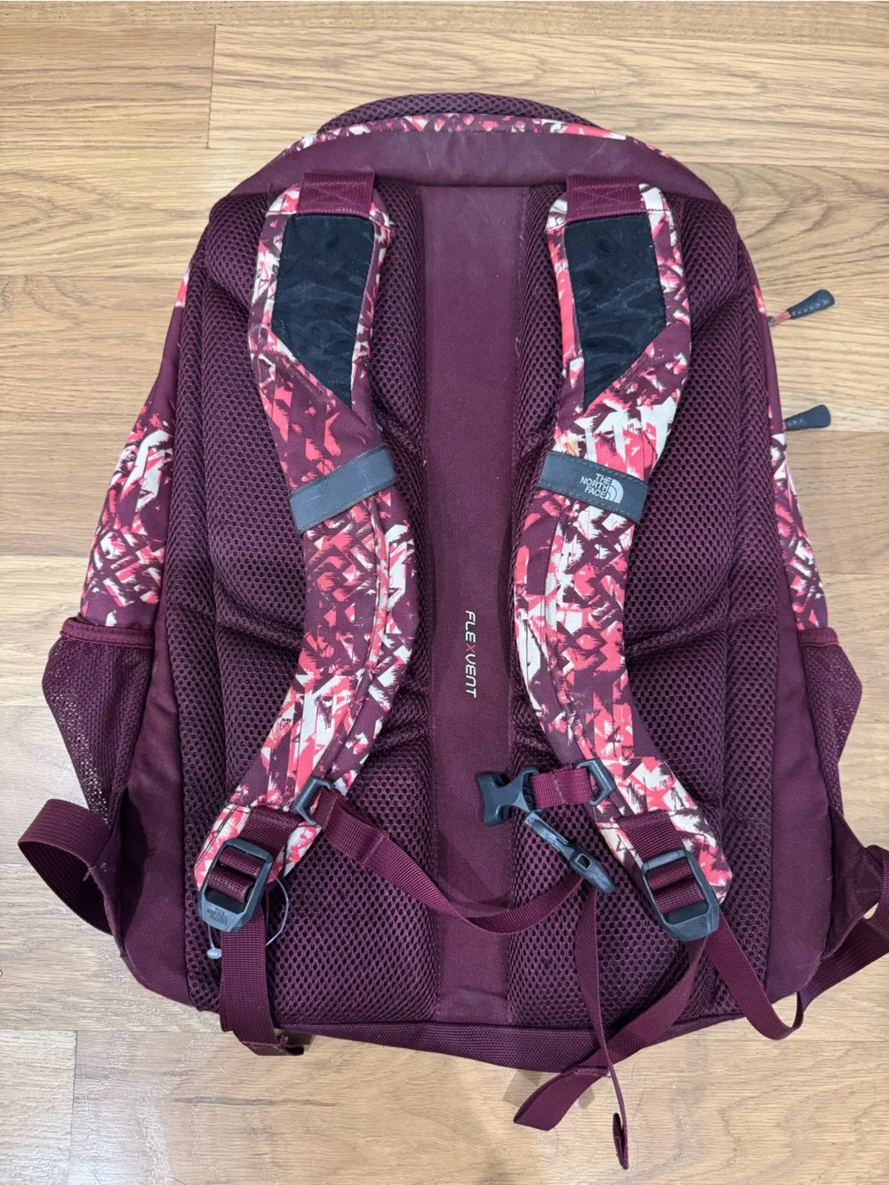 The North Face Jester Unisex Burgundy Geometric Print Backpack FlexVent